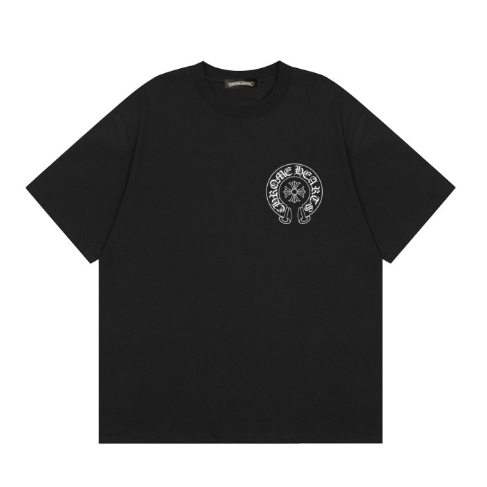 Chest Horseshoe Logo Back Gothic Letter Collage Red Cross Accent Crew Neck Tee 2 colors 29502276