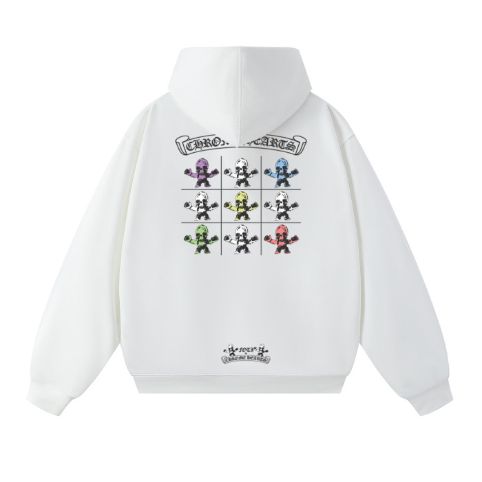 FOTI Chest Logo Back Grid Cartoon Skull Print Oversized Unisex Hoodie 2 colors 29502162