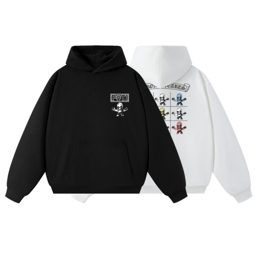 FOTI Chest Logo Back Grid Cartoon Skull Print Oversized Unisex Hoodie 2 colors 29502162