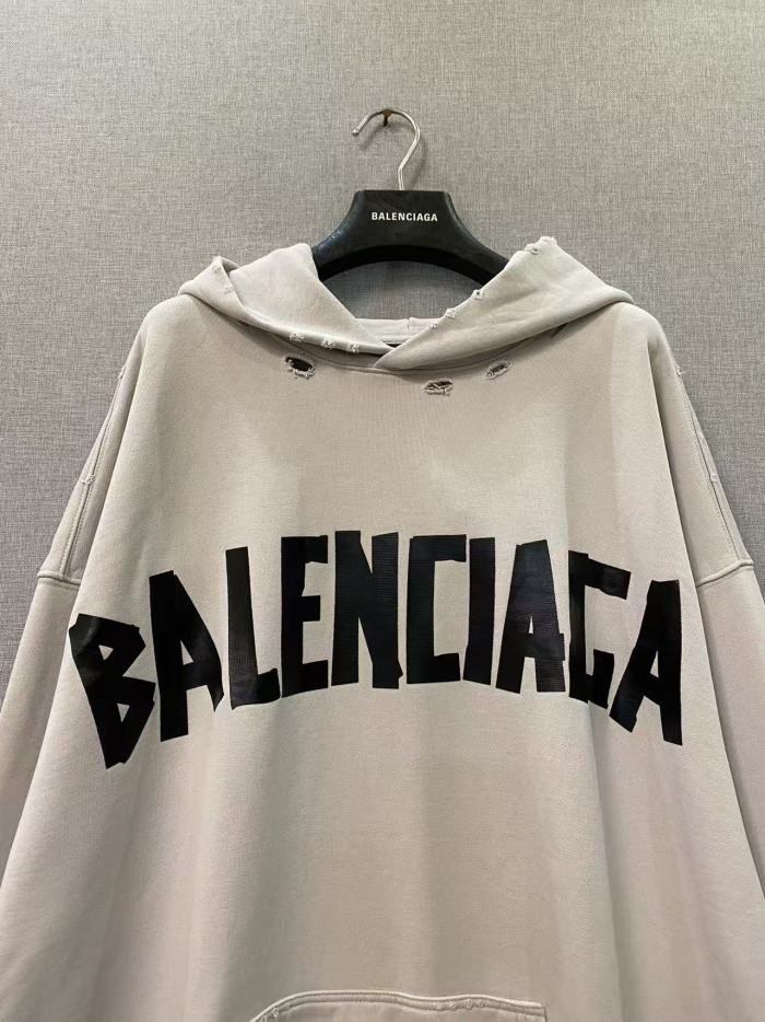 1:1 quality version Black Rubber Letter Print Brushed Frayed Ripped Oversized Hoodie 29503423