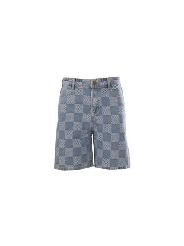 1:1 quality version Washed Checkerboard Cube Jacquard Oversized Straight Denim Shorts 29503998