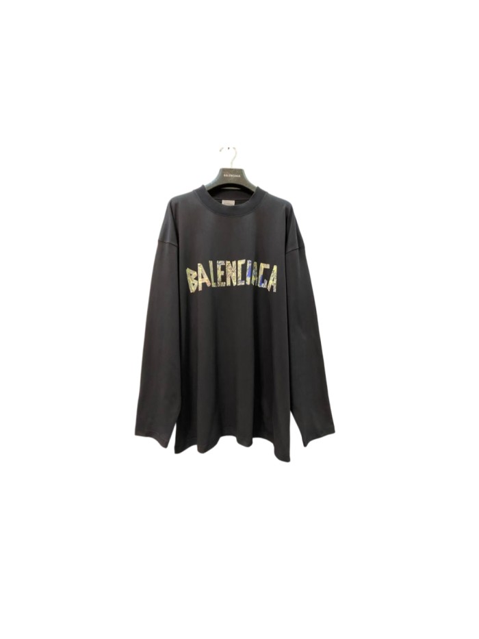 1:1 quality version Black Graffiti Collage Letter Print Oversized Crewneck Long Sleeve Tee 29503987