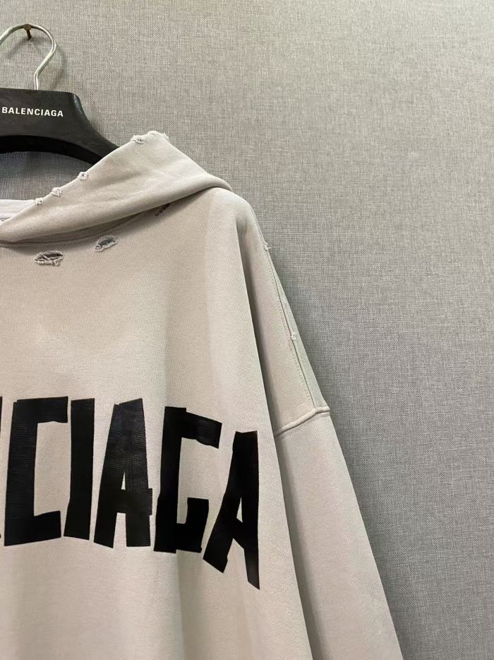 1:1 quality version Black Rubber Letter Print Brushed Frayed Ripped Oversized Hoodie 29503423