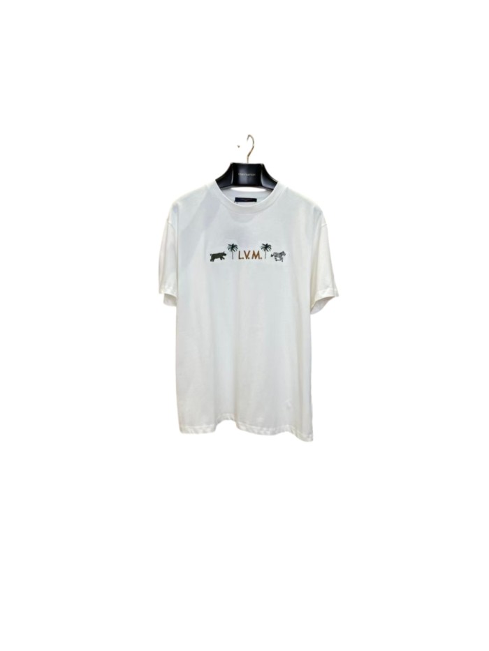 1:1 quality version LV Letter Palm Tree Bull Zebra Embroidery Oversized Tee 29509284