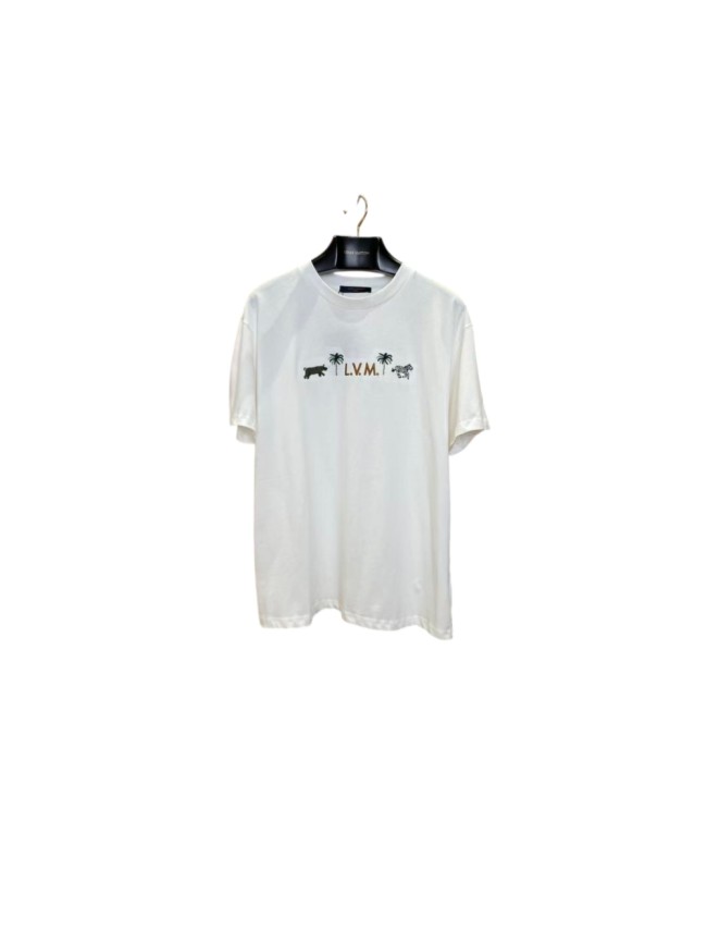 1:1 quality version LV Letter Palm Tree Bull Zebra Embroidery Oversized Tee 29509284
