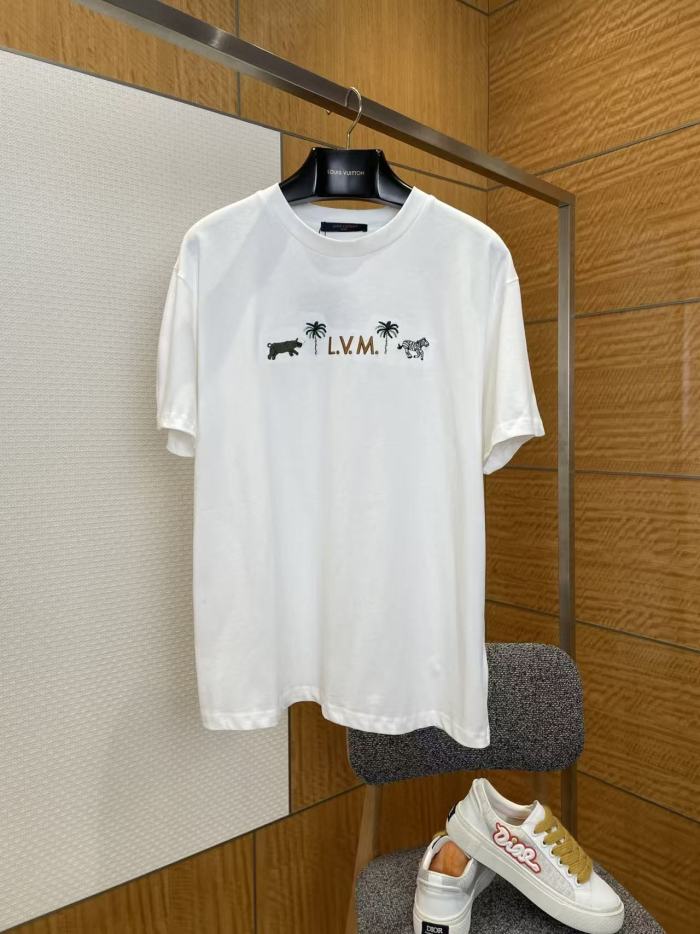 1:1 quality version LV Letter Palm Tree Bull Zebra Embroidery Oversized Tee 29509284