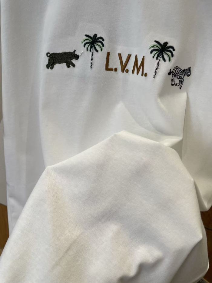1:1 quality version LV Letter Palm Tree Bull Zebra Embroidery Oversized Tee 29509284