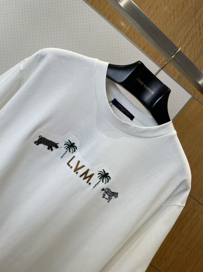 1:1 quality version LV Letter Palm Tree Bull Zebra Embroidery Oversized Tee 29509284