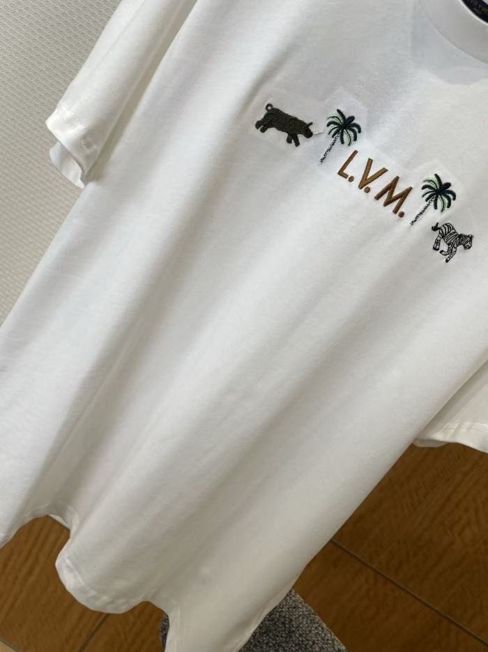 1:1 quality version LV Letter Palm Tree Bull Zebra Embroidery Oversized Tee 29509284