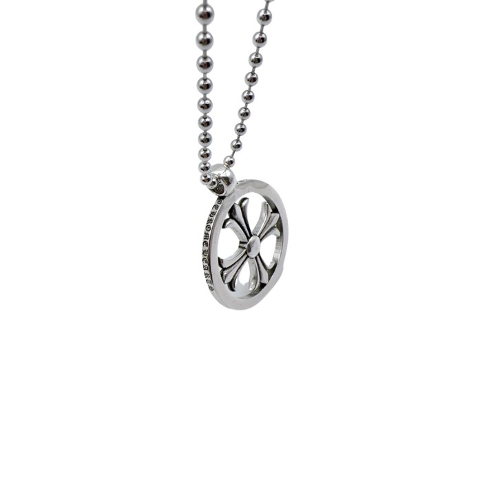 925 Silver Round Cross Openwork Pendant Necklace 29507620