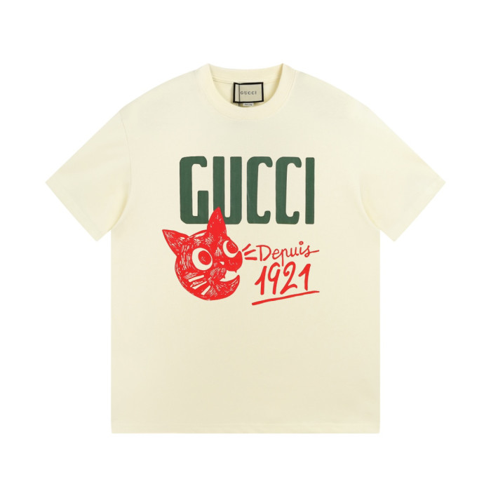 Green Letter Red Hand Drawn Cat Depuis 1921 Print Cotton Unisex Tee 29510292