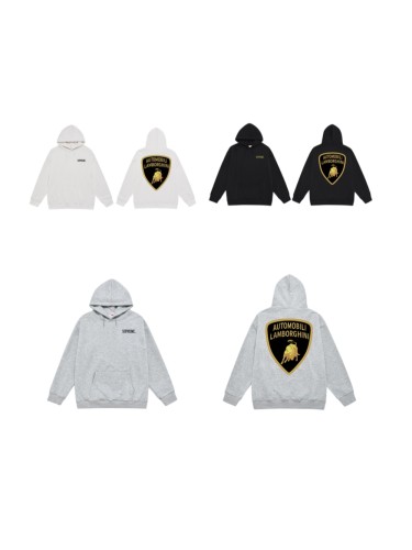 Lamborghini Collab White Shield Bull Logo Fleece Lined Oversized Hoodie 3 colors 29510953