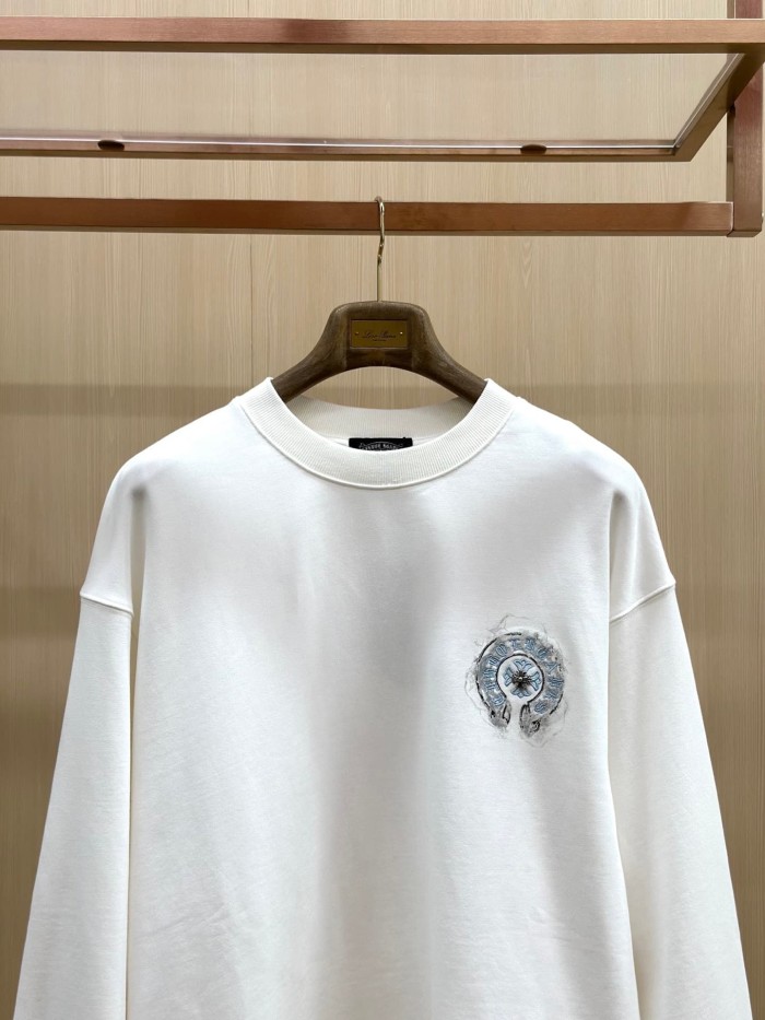 Light Blue Horseshoe Cross Floral Logo Grey Wash Crewneck Sweatshirt 2 Colors 29510924