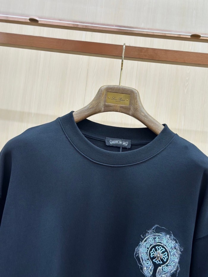 Light Blue Horseshoe Cross Floral Logo Grey Wash Crewneck Sweatshirt 2 Colors 29510924