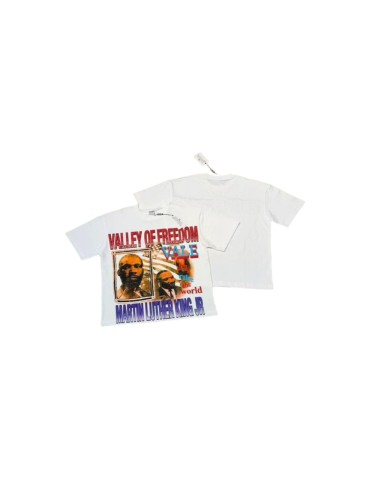 Red Rhinestone Letter Martin Luther King Portrait Flag Print Tee 29523680