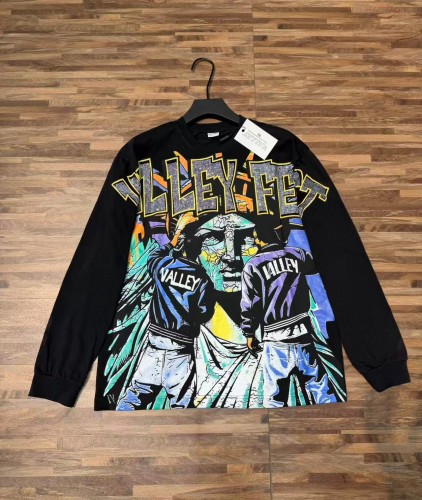 Smoke Dyed Back Rhinestone Valley Fest Letter Graffiti Figure Long Sleeve Tee 29524870