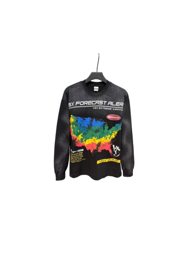 Acid Wash VSX Forecast Map Print Long Sleeve T-shirt 29524938