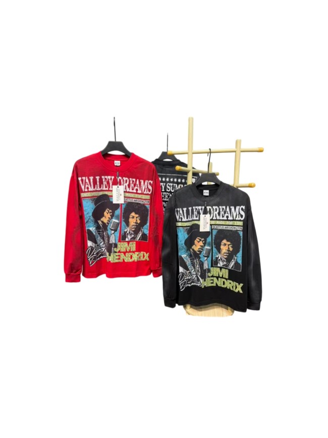 Jimi Hendrix Portrait Rhinestone Letter Tour City Long Sleeve T-shirt 2 colors 29524951