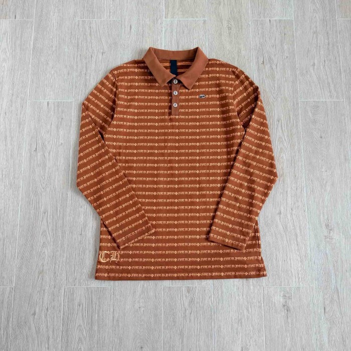 1:1 quality version All Over CH Letter Cross Jacquard Stripe Long Sleeve Polo Long Sleeve Tee 29527324