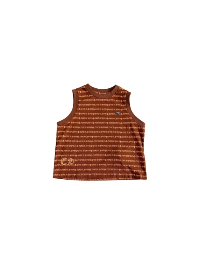 1:1 quality version Brown All Over CH Letter Cross Jacquard Stripe Sleeveless Tank Top for girls 29527345