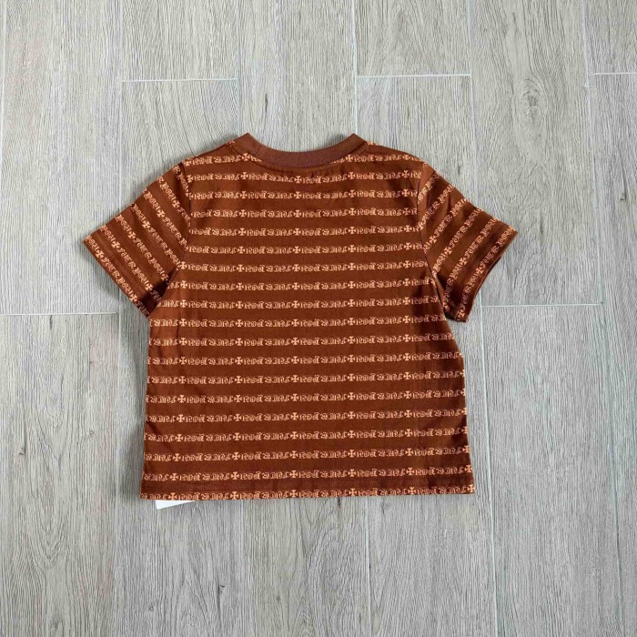 1:1 quality version Brown All Over CH Letter Cross Jacquard Stripe Cropped Tee for girls 29527336