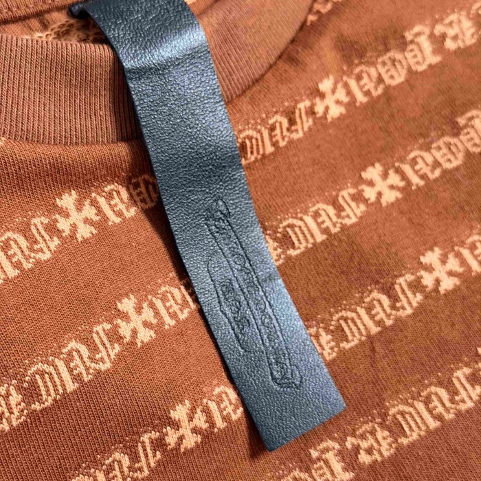 1:1 quality version Brown All Over CH Letter Cross Jacquard Stripe Cropped Tee for girls 29527336