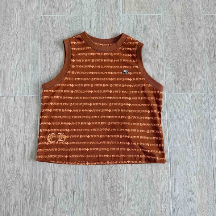 1:1 quality version Brown All Over CH Letter Cross Jacquard Stripe Sleeveless Tank Top for girls 29527345