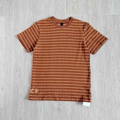 1:1 quality version Brown All Over CH Letter Cross Jacquard Stripe Unisex Tee 29527330