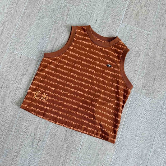 1:1 quality version Brown All Over CH Letter Cross Jacquard Stripe Sleeveless Tank Top for girls 29527345