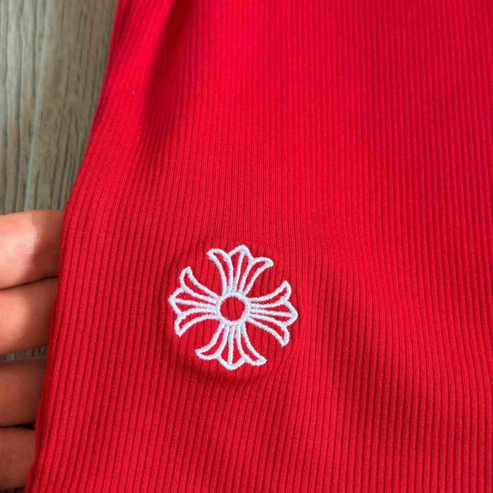 1:1 quality version Mock Neck Collar CH Script Embroidery Hem Cross Flower Tee for girls 3 colors 29527352