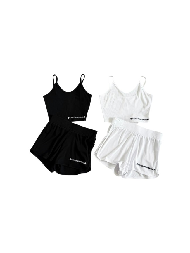1:1 quality version CH Script Cross Flower Cropped Tank Tops & Shorts Set For Girls 2 colors 29527401