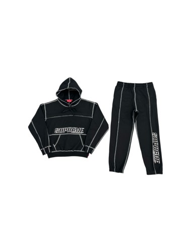 1:1 quality version Contrast Topstitch Chest Embroidery Side Vertical Letter Hoodie & Pants Set 29528433