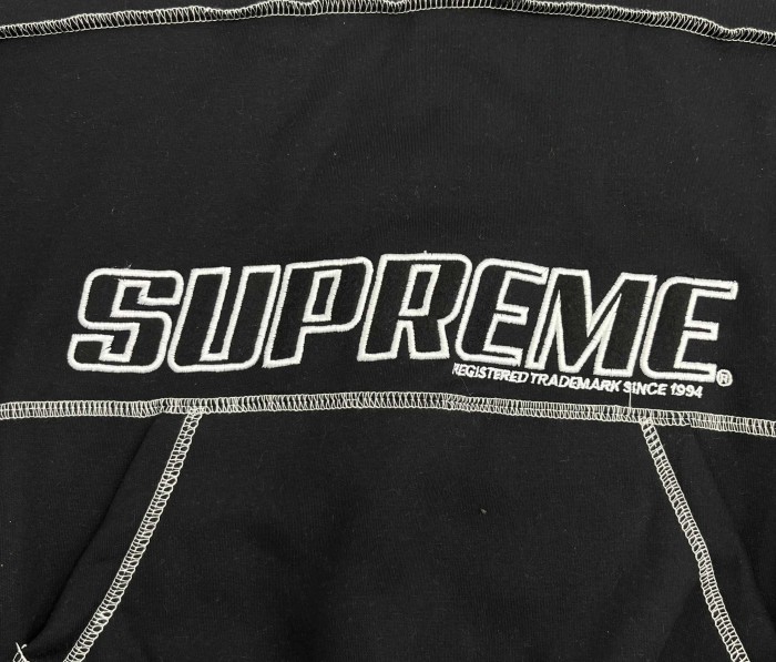 1:1 quality version Contrast Topstitch Chest Embroidery Side Vertical Letter Hoodie & Pants Set 29528433
