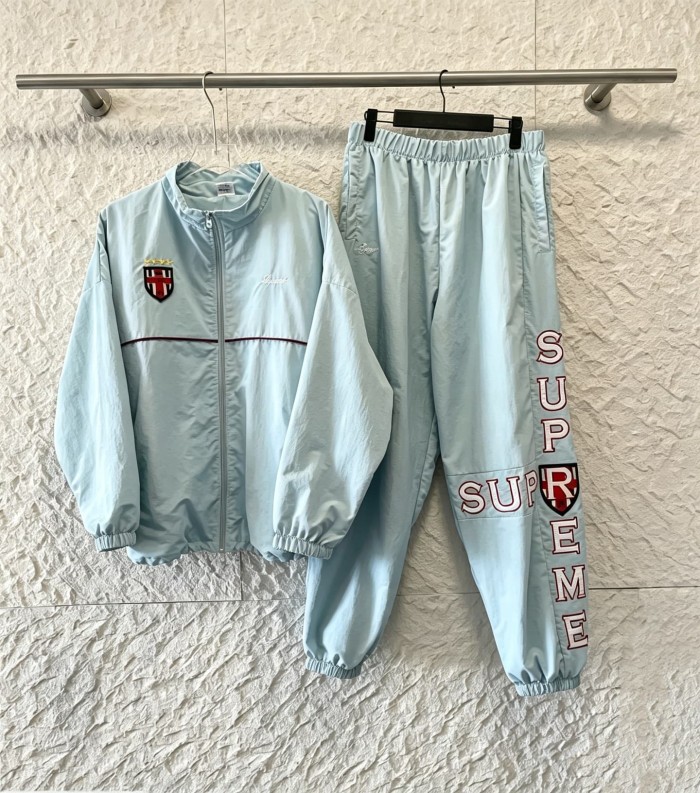 Stand Collar Chest Four Star Shield Back Cross Letter Nylon Jacket & Pants Set 4 colors 29532887