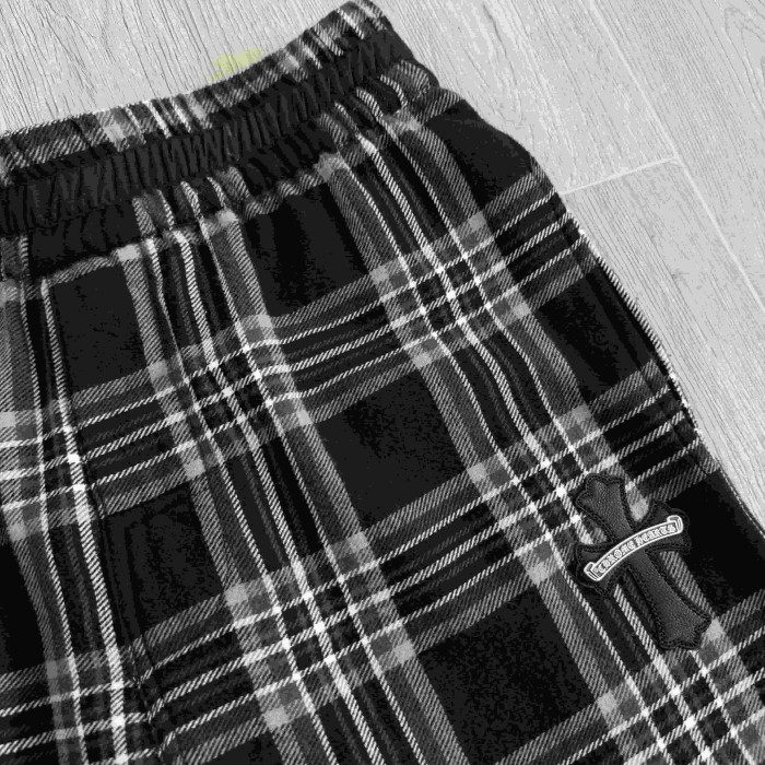 1:1 quality version Sheepskin Cross Pure Cotton Flannel Black Grey Plaid Straight Loose Pants 29530860
