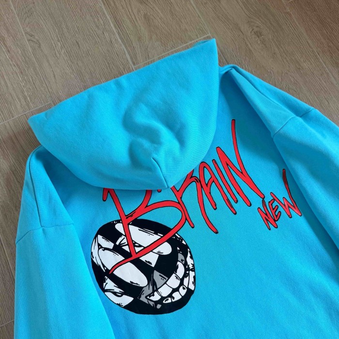 1:1 quality version Purple Smiley Logo Left Sleeve Green Print Back BRAIN NEW Graphic Hoodie 29530796