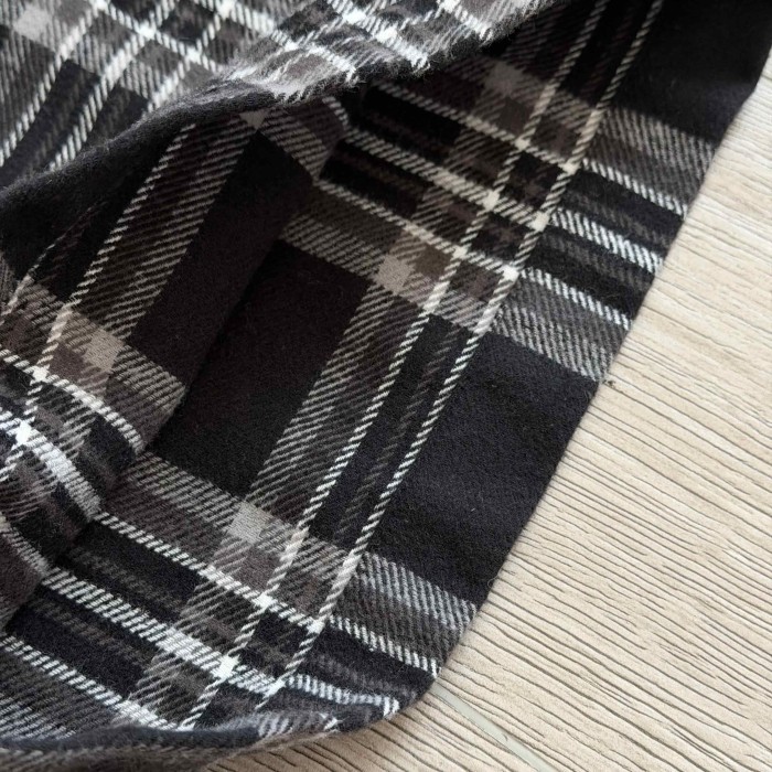 1:1 quality version Sheepskin Cross Pure Cotton Flannel Black Grey Plaid Straight Loose Pants 29530860