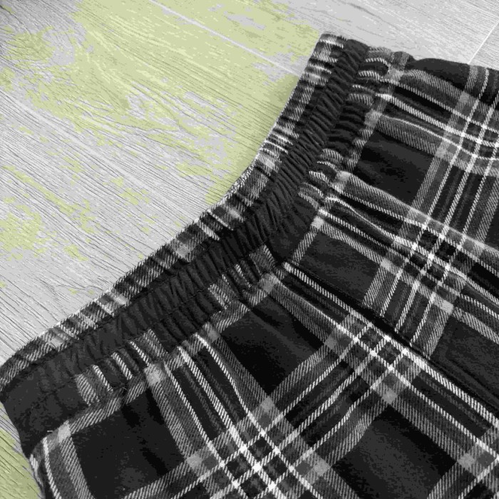1:1 quality version Sheepskin Cross Pure Cotton Flannel Black Grey Plaid Straight Loose Pants 29530860
