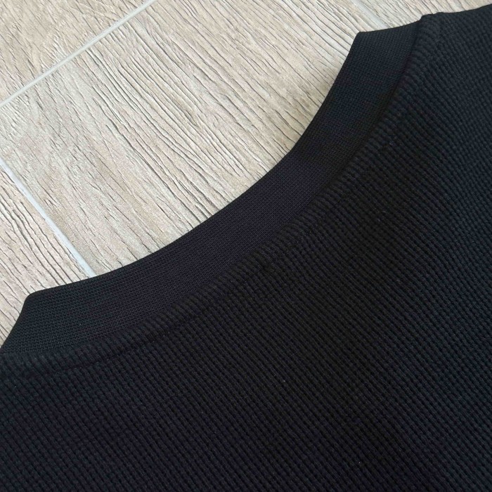 1:1 quality version Chest Sheepskin Cross Embroidery Button Waffle Long Sleeve Tee 3 colors 29530636