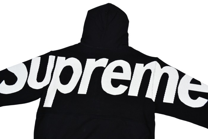 Black Back To Sleeve Large Letter Jacquard Oversized Hoodie 2 colors 29533401