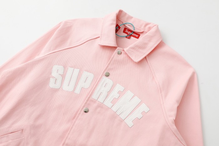 Wash Denim Point Collar Chest Applique Large Letter Snap Coach Jacket 3 colors 29533425