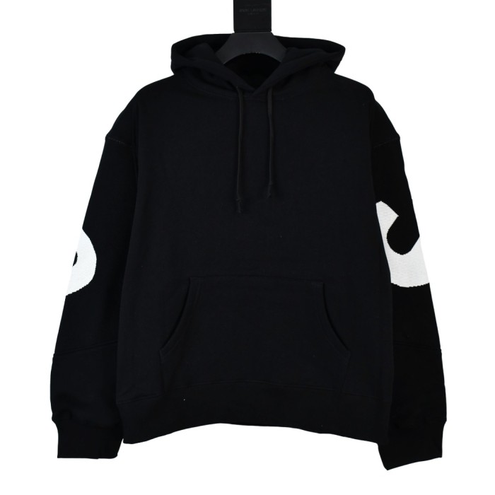 Black Back To Sleeve Large Letter Jacquard Oversized Hoodie 2 colors 29533401