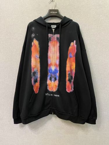 1:1 quality version Watercolor Gradient Figure Slogan Print Full Zip Oversized Hoodie 29533345