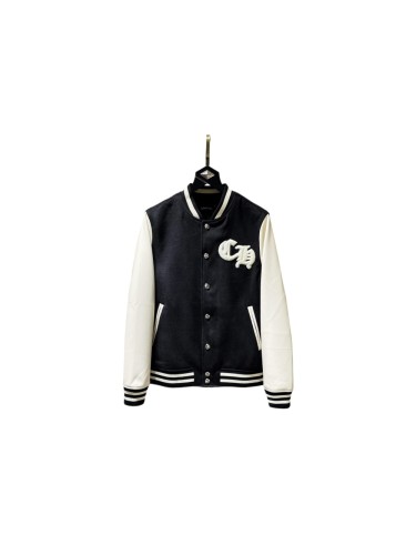 Sanskrit Cross Wool Leather Sleeve Spliced Thickened Baseball Jacket 29533457