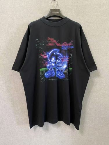 1:1 quality version Front Sonic Game Print Back Neon Letter Oversized Tee 29533350