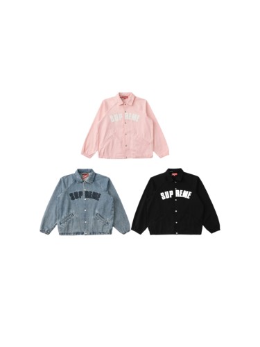 Wash Denim Point Collar Chest Applique Large Letter Snap Coach Jacket 3 colors 29533425