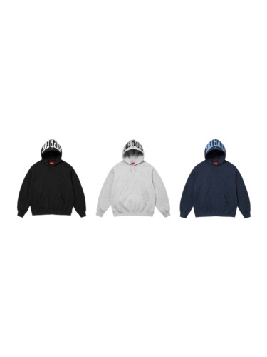 Curved Hood Brim Large Letter Print Fleece Hoodie 3 colors 29533404