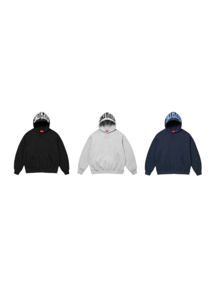Curved Hood Brim Large Letter Print Fleece Hoodie 3 colors 29533404