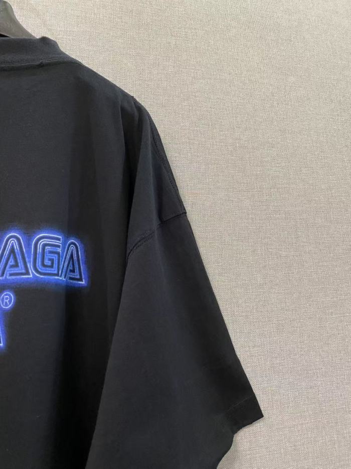 1:1 quality version Front Sonic Game Print Back Neon Letter Oversized Tee 29533350