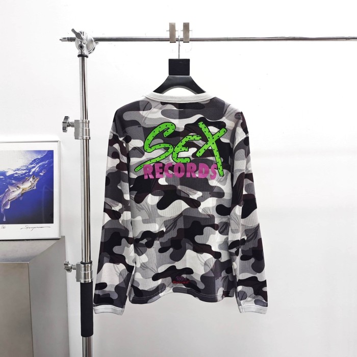 1:1 quality version White Grey Black Camouflage Mesh Waffle Long Sleeve Tee 29533002